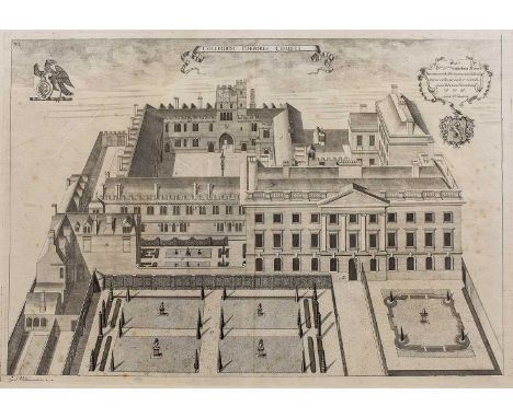 William WilliamsCorpus Christi, double page engraving, 38.5 x 56cm, five further Oxford related engravings, and a print after