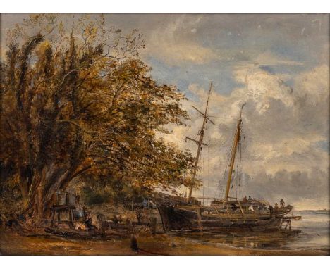 William Joseph Julius Caesar Bond (1833-1926)Shipbuilding Yard, signed and dated '93, oil on panel, 22 x 30cm  22cm x 30cm  G