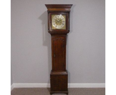 An oak eight-day Longcase Clock,&nbsp;Jos. Smallwood, Sandbach, the 12in square brass dial with silver chapter ring and spand