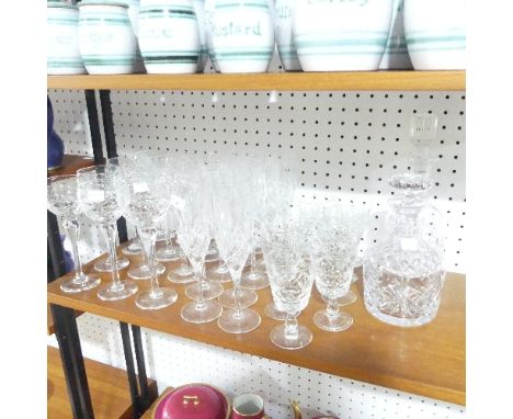 Two cut glass Decanters, including one Edinburgh Crystal, together with eleven hock glasses and nine white wine glasses by Br