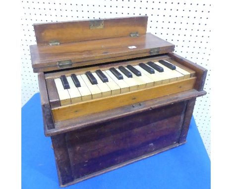 A 19thC portable Organ, by R. Snell, Balls Pond Road, with fifteen white keys and ten black keys,&nbsp;evidence of mouse drop
