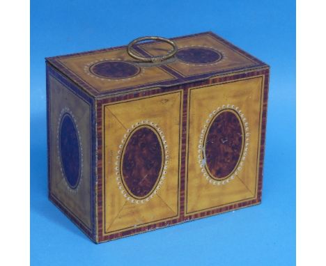 A William Crawford &amp; Sons Biscuit Tin, in the form of a Georgian Tea Caddy, with carry handle, W15cm x D9cm x H12cm 