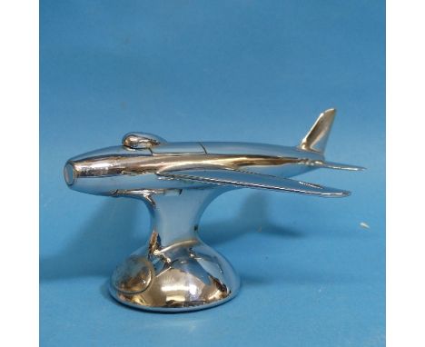 A vintage Dunhill chrome novelty Table Lighter,&nbsp;in the form of a 1954 F-86 Sabre jet plane, L 16.5cm. 