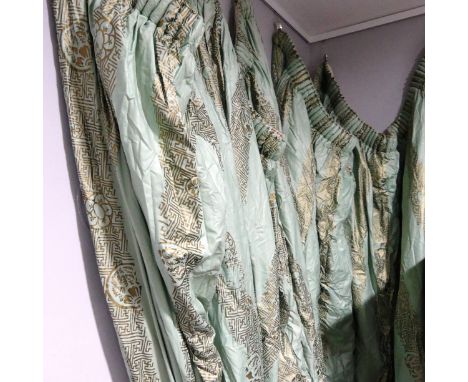 A pair of good quality Curtains, in glazed cotton designer fabric, lined and interlined, 226cm long x 174cm wide (2) 
