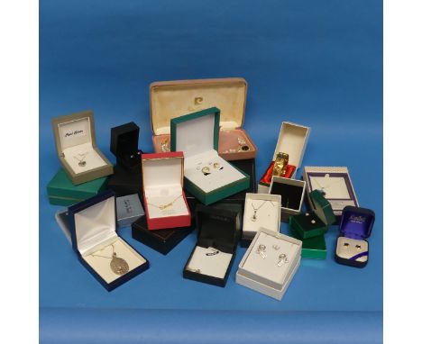 A quantity of Silver and Costume Jewellery, including a silver charm bracelet, hinged bangle, rings, earrings etc., a small s