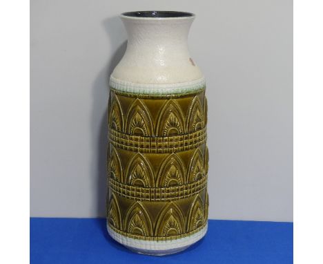 A large vintage West German Vase, the green ground with typical decoration, H 51cm. 