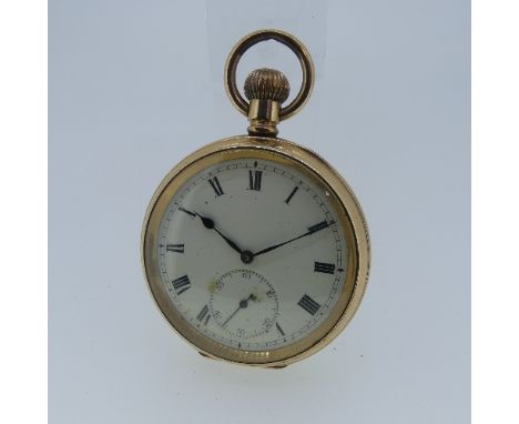 A gold-plated open face Pocket Watch, with Swiss 17-jewels adjusted movement, the circular dial with black Roman numerals and