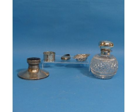 A small quantity of Silver, to include Capstan Inkwell, Cruet, silver Jewellery, etc, together with a large quantity of Silve