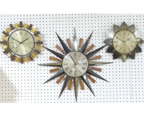A Vintage Metamec starburst Clock&nbsp;(60cm diameter) and two other Metamec wall clocks (3) 