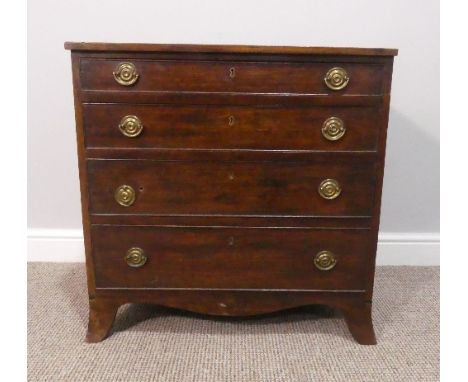 A 19thC mahogany Bachelor's Chest, with four graduated cockbeaded drawers raised on bracket feet, W 64cm x H 64cm x D 40cm