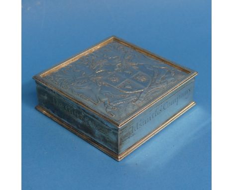 'The Worshipful Company of Goldsmiths'; A George V silver Cigarette Box,&nbsp;by Garrard &amp; Co Ltd., hallmarked London 192