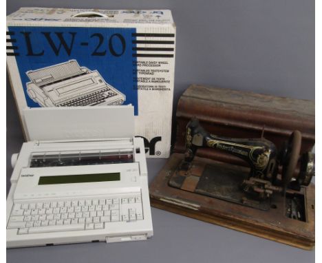 Brother LW-20 daisy wheel typewriter and Frister &amp; Rossman hand crank sewing machine