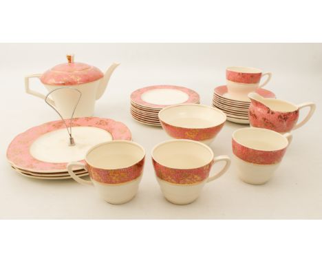 A mid-century earthenware part tea service by Royal Tudor Ware (Barker Bros. Ltd.) - 1940s-50s, decorated with gilt floral sp