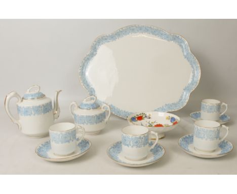 A D. & C. (Limoges) bachelor's tea service: 4 cups and saucers; teapot and lidded sugar bowl. Also to include a small Aynsley