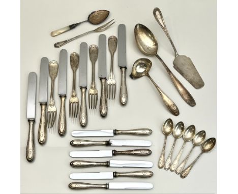 A small collection of German .800 silver flatware - early 20th century, German crescent and crown marks, including a set of f