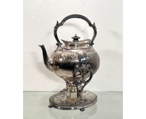 A fine quality silver-plated kettle on stand by Elkington &amp; Co - late 19th century, of oval form, impressed maker's marks