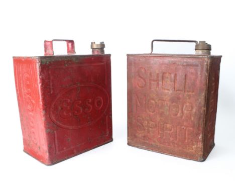Two petrol or spirit cans - early to mid 20th century, Esso and Shell