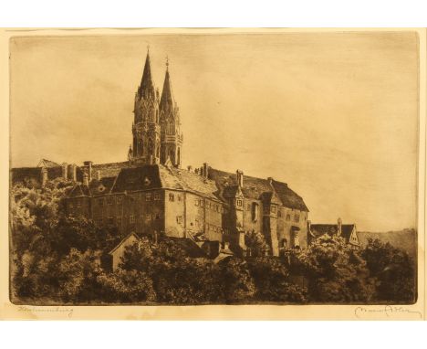 Three pieces: 1. Marie Adler (Austrian, 1863-1947) - two etchings of Austrian architectural subjects, both signed and inscrib