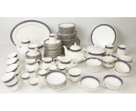 A Royal Doulton 'Sherbrooke' tea and dinner service: 12 x 27 cm, 12  x 20.5 cm and 13 x 16.5 cm plates; 5 x 22.5 cm plates; C