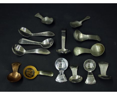 Collection of fourteen various metal caddy spoons including seven by Keswick (14) 