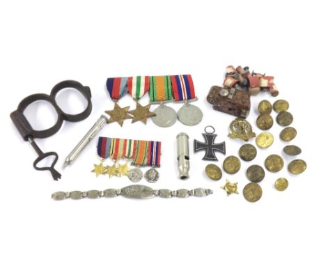 Military interest - collection of interesting items to include a 1930s Coronet Bakelite spy camera, German iron cross medal, 