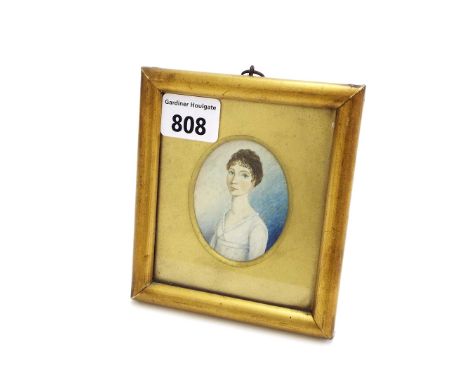 English School - bust portrait of Mrs C J Appleby, miniature work on ivory, oval mount, 2.75" x 2"