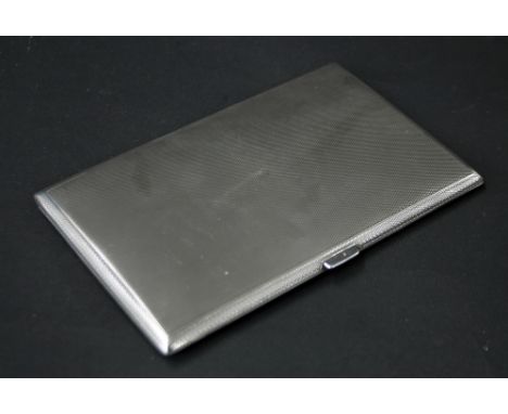 1940s engine turned silver cigarette case of rectangular form, maker Padgett & Braham Ltd, London 1940, 5.75" long, 6.5oz app