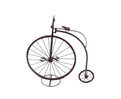 Scale cast metal model of a penny-farthing, 25" high