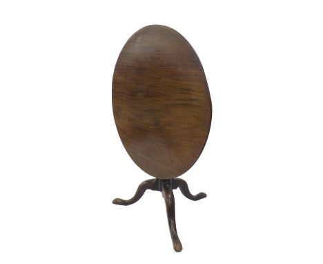 Georgian mahogany tripod table, the single piece circular top upon a baluster column and three splayed legs, the top 35" diam