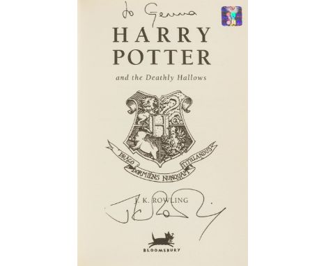 Rowling  (J.K.) Harry Potter and the Deathly Hallows, first edition, signed presentation inscription from the author with hol