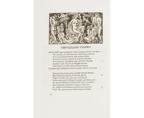 Golden Cockerel Press.- Pervigilium Veneris: The Vigil of Venus, translated by F.L.Lucas, number 3 of 100 copies, double-page