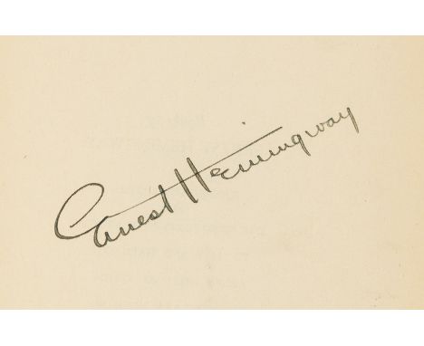 Hemingway  (Ernest) For Whom the Bell Tolls, early reprint without 'A' to copyright page, signed by the author on front free 