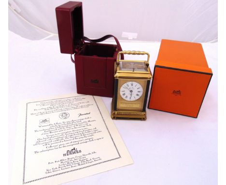 Hermes L'Epee gilded metal repeating carriage clock, limited edition 54/100 made for the wedding of Prince Charles and Lady D