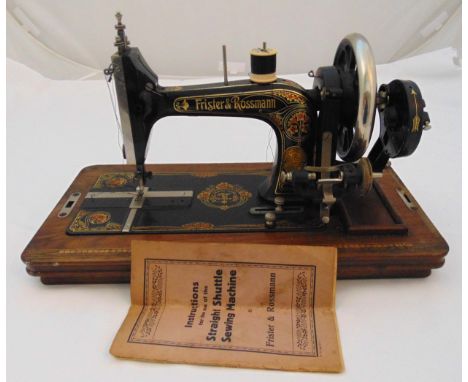 Frister and Rossman sewing machine in fitted wooden case to include instruction manual