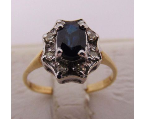 9ct gold sapphire and white stone ring, approx total weight 2.5g