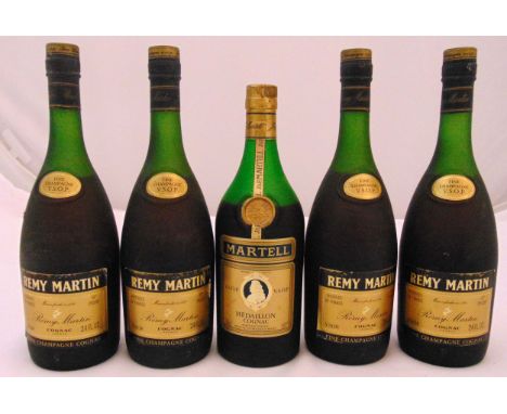 Remy Martin Fine Champagne Cognac four 24fl oz bottles and one Martell VSOP Medaillon Cognac 70cl (5)