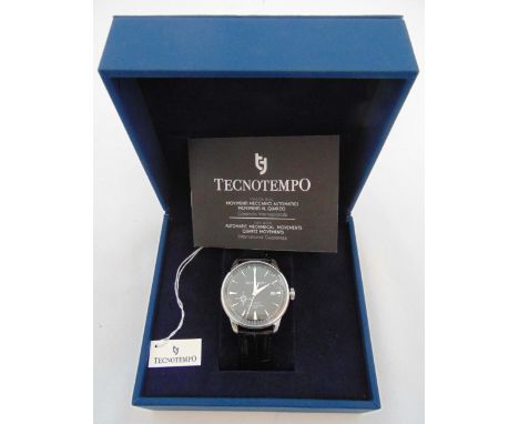 Tecnotempo Limited Edition 77/100 gentleman’s automatic wristwatch, black dial with compass rose, date window, water resistan