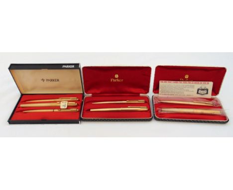A quantity of Parker fountain pens and ballpoint pens in fitted packaging (3)