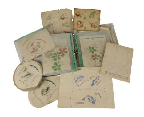 POOLE POTTERY ARCHIVE: A COLLECTION OF ORIGINAL ARTWORK, c.1950's, comprising mostly tableware designs, including stencils. P