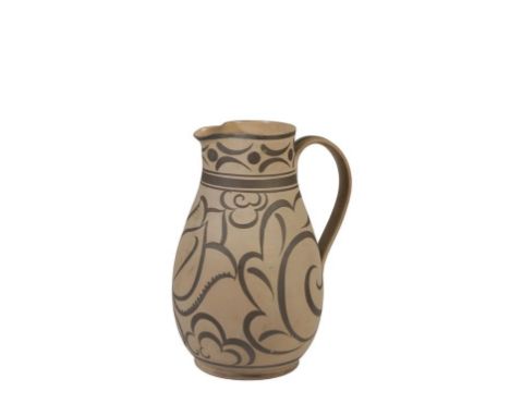POOLE POTTERY "ETRUSCAN" JUG, shape no. 944, decorated in the HZ pattern with flowers and scrolls, painted by Ruth Pavely, im