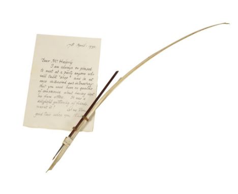 WILLIAM MORRIS: QUILL PEN AND PAINT BRUSH BELONGING TO MORRIS Provenance: From the Collection of Dorothy Walker (1878-1963), 