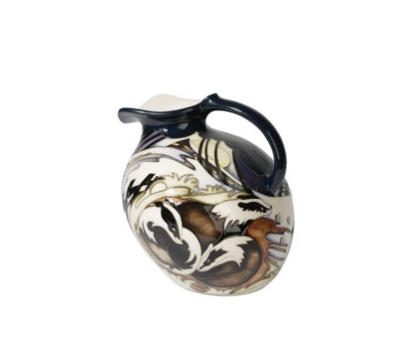 MOORCROFT: "A BADGERFIELD IN SNOW" FLASK, c.2011, gourd form, tubeline decorated and painted in polychrome, painted by Kerry 