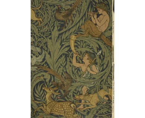 WALTER CRANE (1845 - 1915): A "WOOD NOTES" WALLPAPER PANEL SAMPLE, c.1933, no. 57113 / 57115, 82cm length x 58cm width Proven