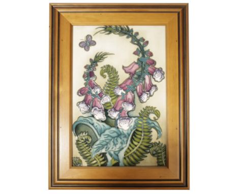 MOORCROFT: "SUMMER DAY" CERAMIC PLAQUE, c.2006, rectangular form, tubeline decorated and painted in polychrome, designed by S