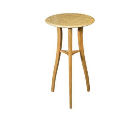 RICHARD WILLIAMS: A LIGHT OAK OCCASIONAL TABLE, circular form on turned shaped legs, 40 Dia x 71cm H Original sale value of £