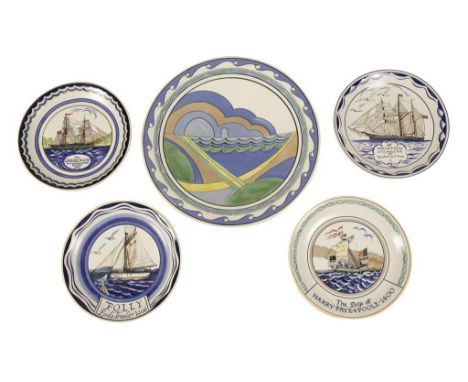 POOLE POTTERY STUDIO " OLD HARRY ROCKS" LIMITED EDITION CHARGER, c.1998, circular form, designed by Karen Brown, painted by S