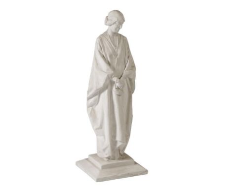•AGATHA WALKER (1888-1980) circa 1935, A PLASTER PORTRAIT STUDY of Lucie Zelie Durnford, standing in a loose gown with bead n