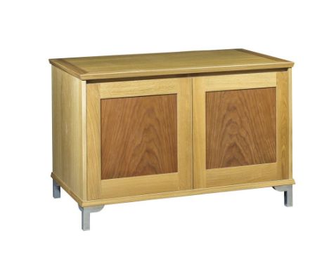 RICHARD WILLIAMS: AN LIGHT OAK AND ELM LOW CABINET, 115cm W x 64cm D x 75cm H Original sale value of £2,750 Provenance: Richa