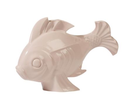 POOLE POTTERY GLAZED CERAMIC MODEL OF A FISH, shape no. 334, designed by John Adams and modelled by Harry Brown, in a pink co