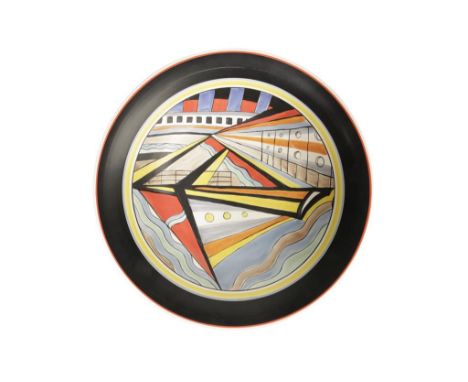POOLE POTTERY STUDIO "TITANIC" CHARGER, c.1998, circular form, painted in colours, painted and printed marks, 39cm diameter. 